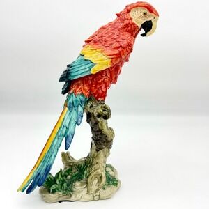 Vintage Large Macaw Parrot Figurine Hollow Resin Tropical Bird Statue Decor